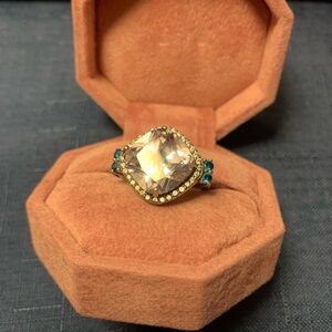 Stamped 925 Ring with Clear and Blue Stones